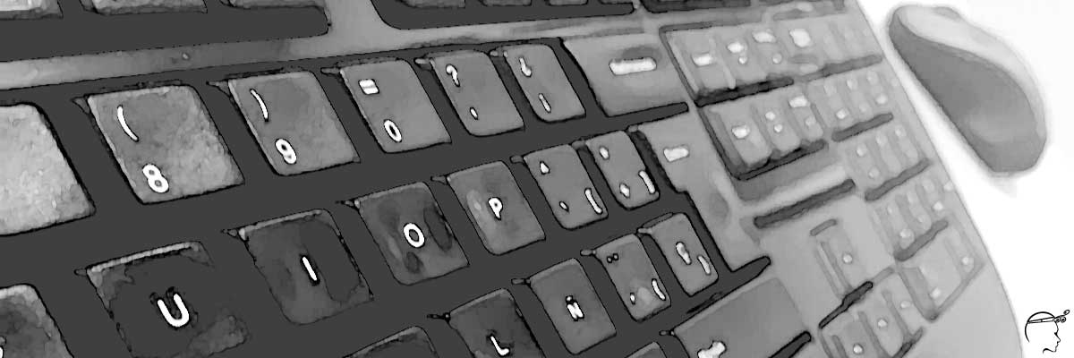 Teclado y mouse en perspectiva